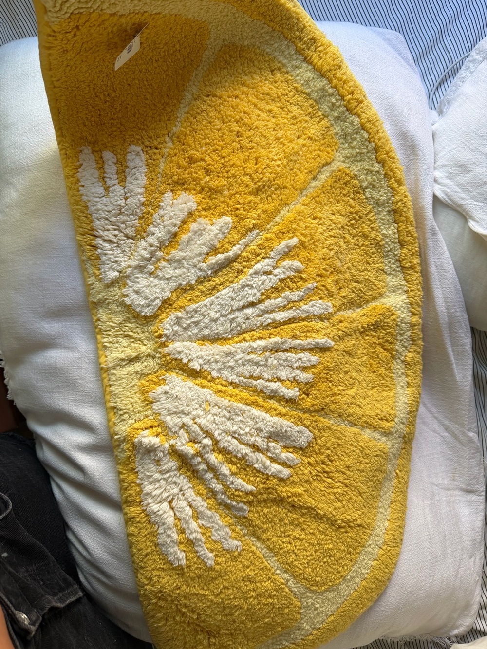 Anthropologie Yellow and White Lemon Slice Bath Mat